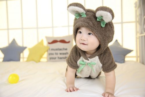 cute baby boy crawling