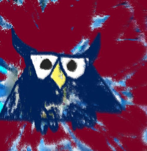 Cute Blue Owl Bird Animal Digital