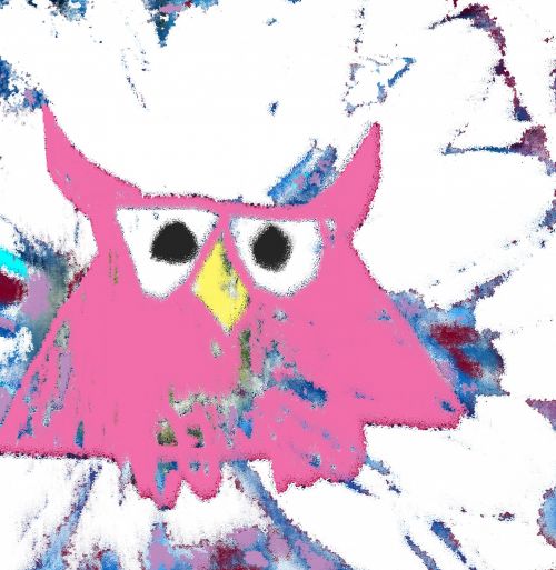 Cute Pink Owl Bird Animal Digital