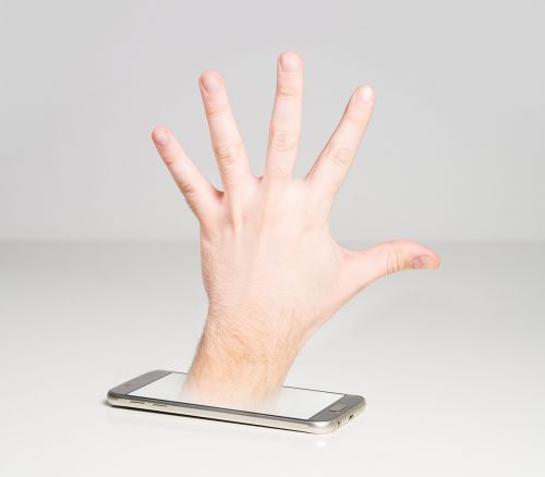 cyber security hand mobile phone