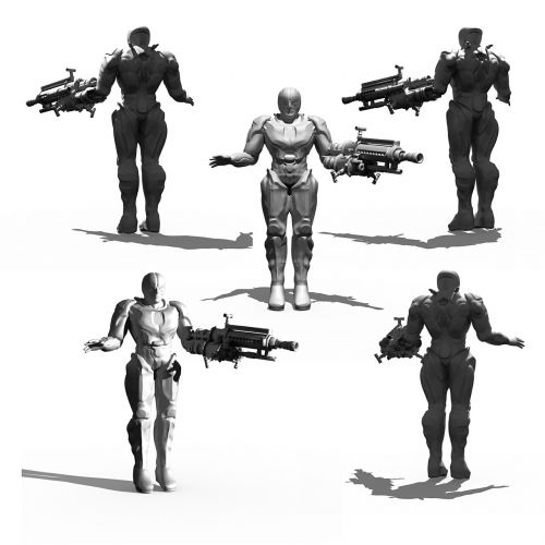 cyborg bio mechanics render