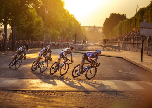 cyclists twilight atmosphere