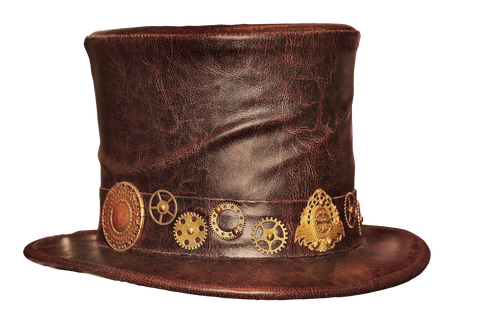 cylinder  leather hat  steampunk