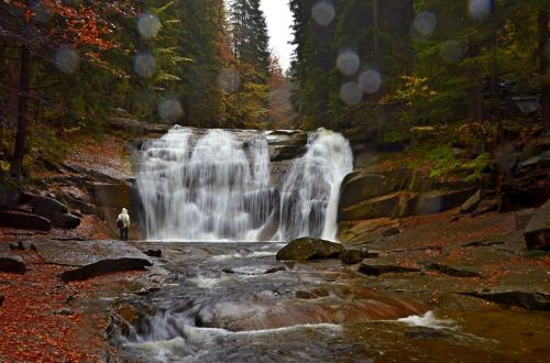 czech republic autumn waterfall of mumlava