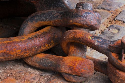 d shackle rusty chain