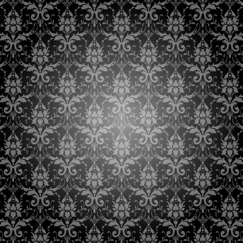 Damask Pattern Background Black