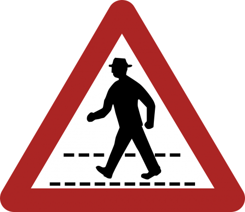 danger warning pedestrian crossing