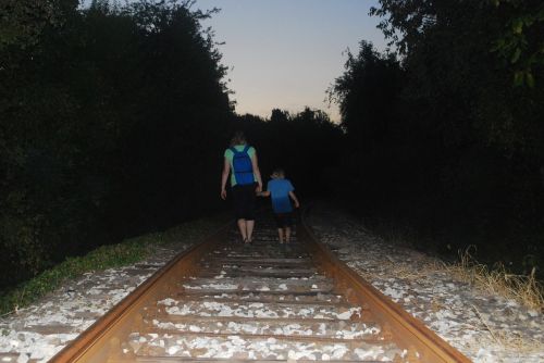 dark walking railway