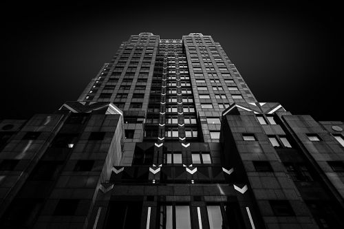 dark black and white architecture