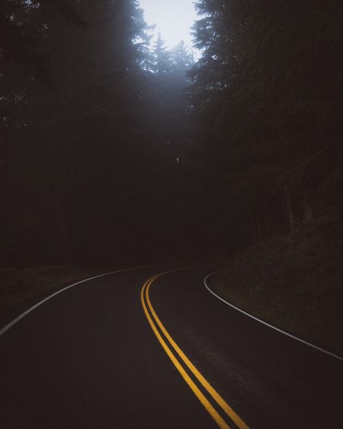 dark road travel