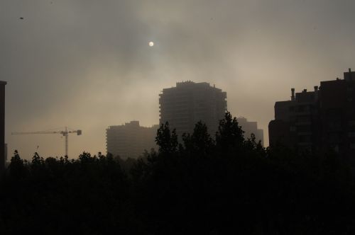 dark city fog dark day