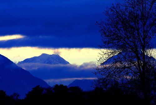 dawn mountain clouds