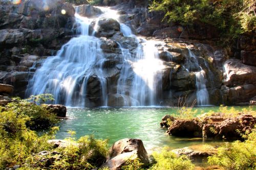 day waterfall thailand wood