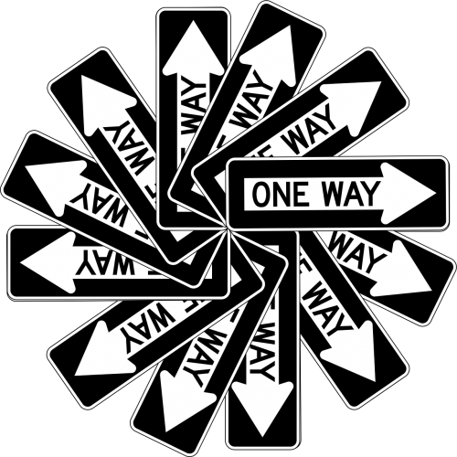 decisions one way street road sign