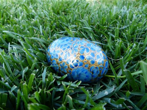 Decorated Egg In Grass