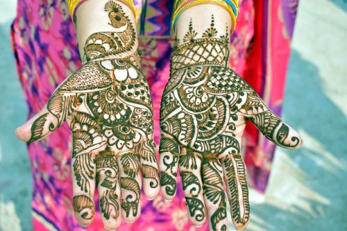 decorated hands mehndi floral