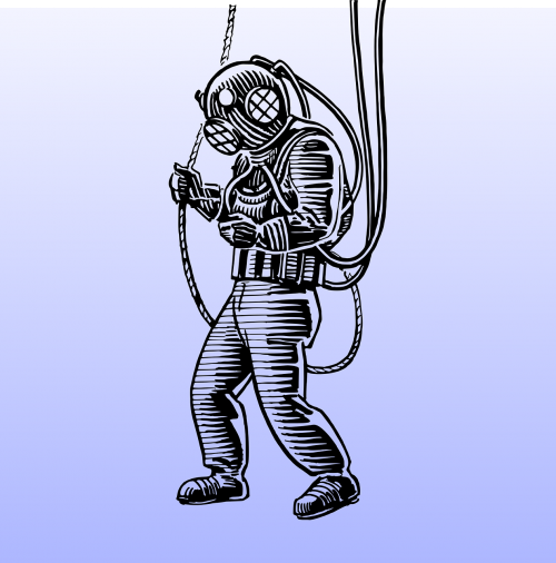 deep sea diver diving