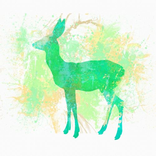deer watercolour splash