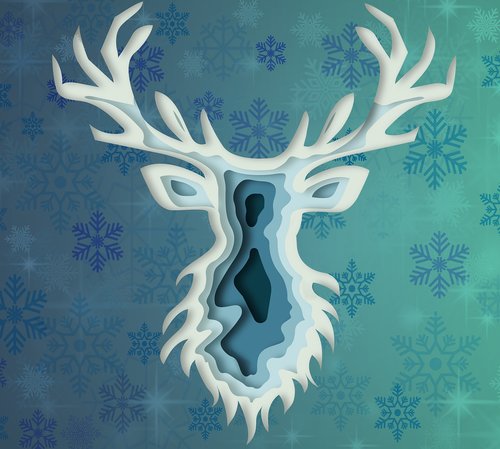 deer  paper cut  winter