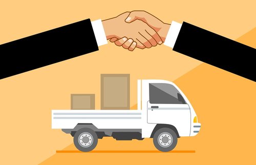 delivery  truck  handshake