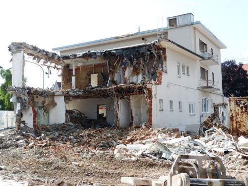 demolition building rubble crash