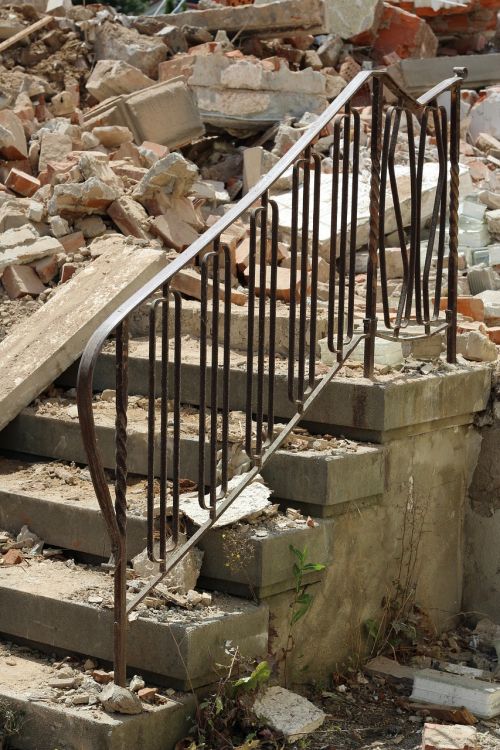 demolition house stairs railing