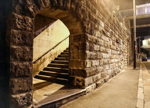 deserted night stairs