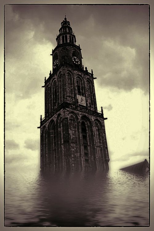 digital art framed flooded church