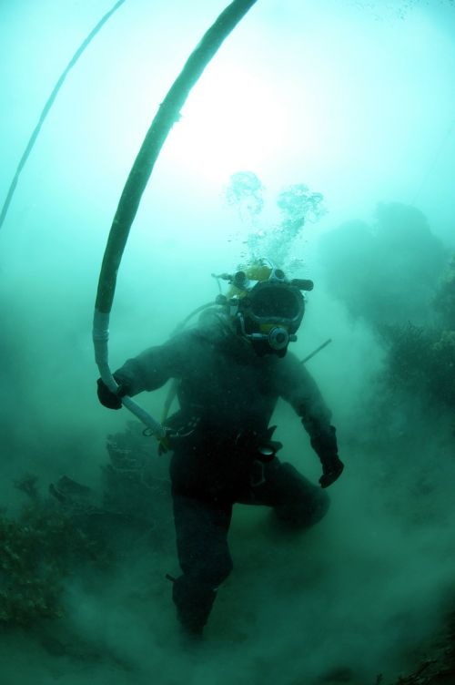 diver diving underwater