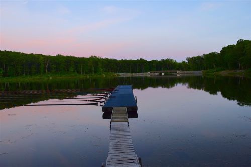 dock lake sunset