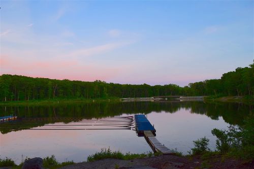 dock lake sunset