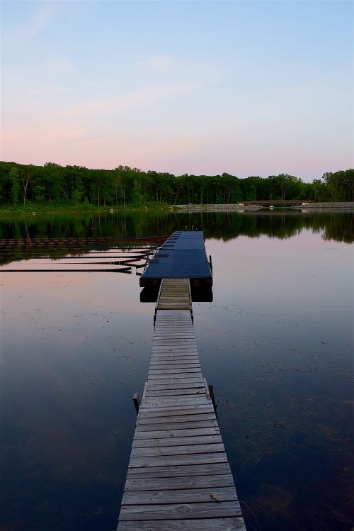 dock lake sunset