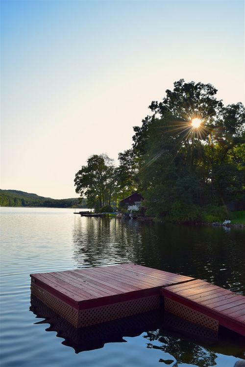 dock lake sunny