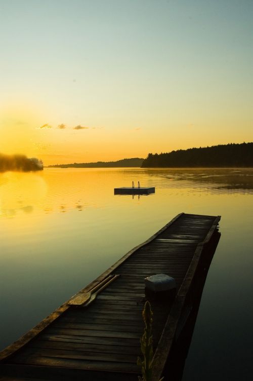 dock cottage morning sunrise