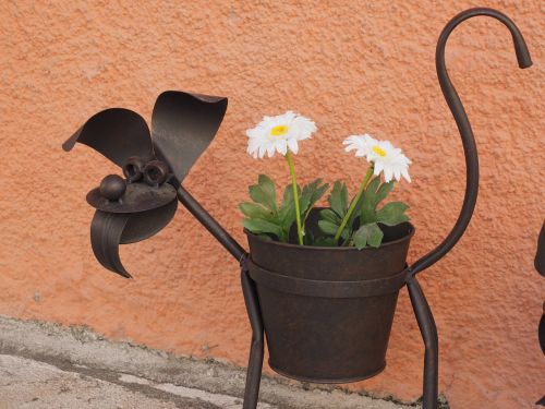 dog metal dog flower stand