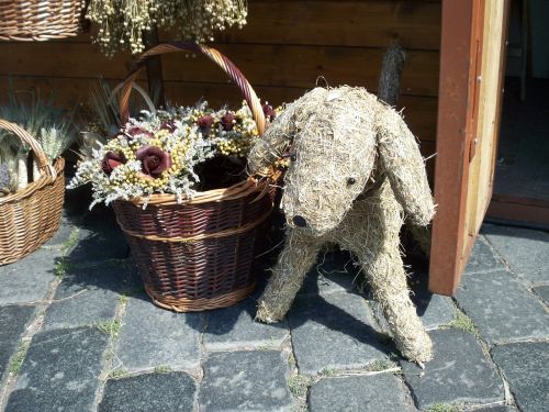 dog basket straw dog