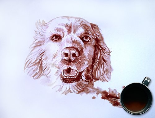 dog portrait  coffee painting  painting
