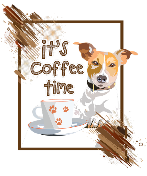 dog vector  t-shirt design  it's coffee time