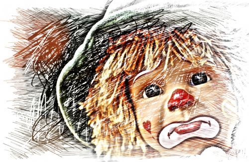 doll clown sad