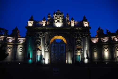 dolmabahçe palace door night