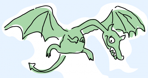 doodle dragon flying
