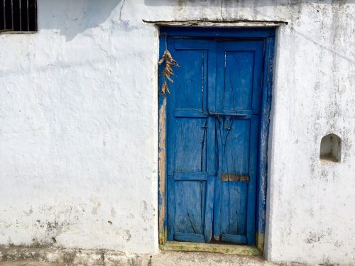 door blue wood