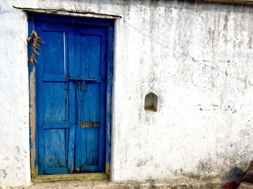 door blue wood