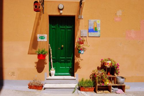 door entrance flowers