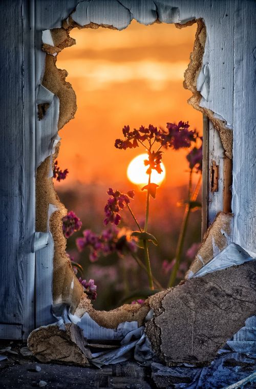 door breakthrough door sunburst