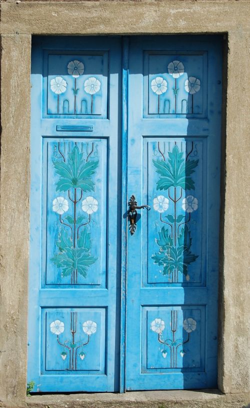 door blue entrance
