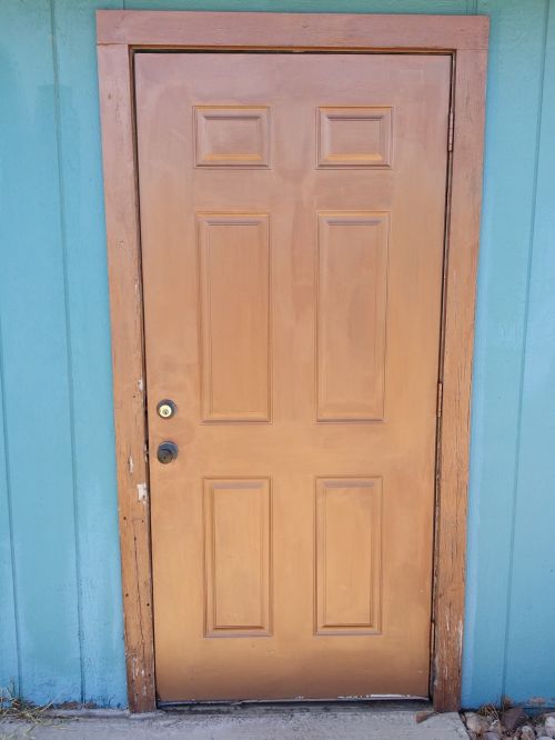 door turquoise brown and blue