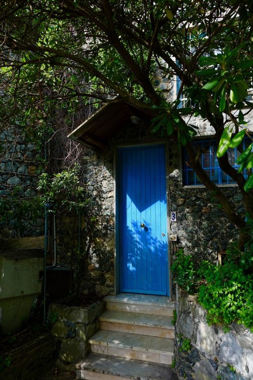 door blue house entrance