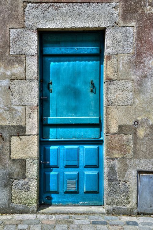 door blue old