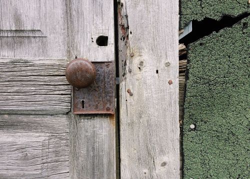 door weathered wooden